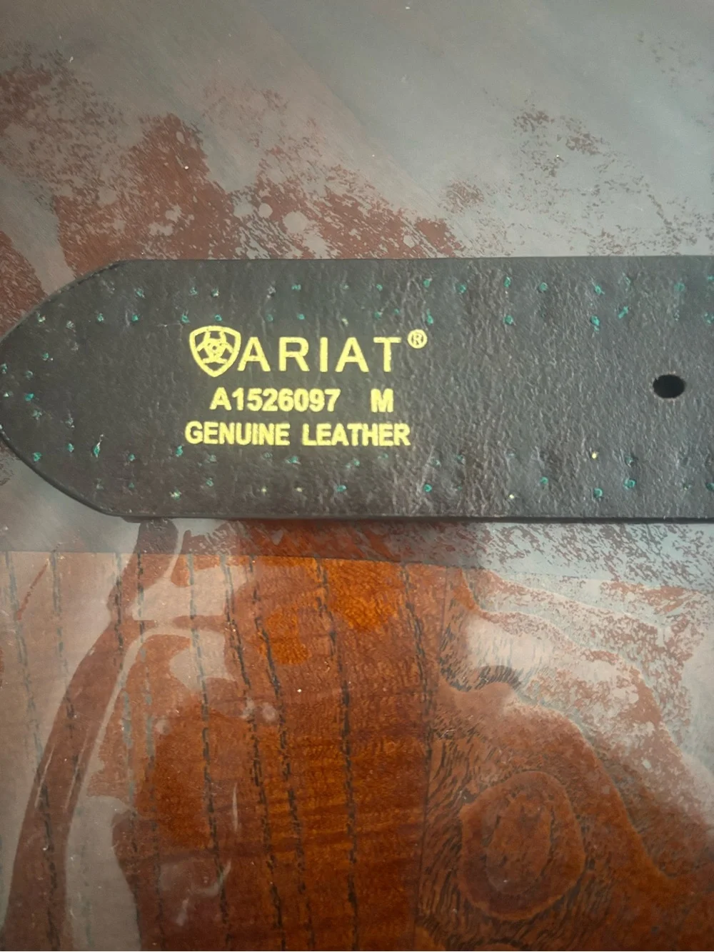 Ariat Brown Leather Belt with Copper Studs & Multicolor Stripe